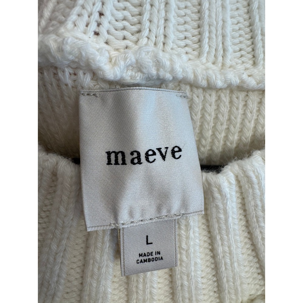 Maeve Anthropologie Womens Large Ivory Oversized Crew Neck Knit Sweater Vest - Picture 4 of 7